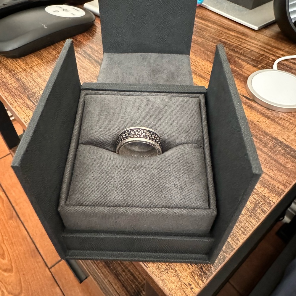 David Yurman Men's Ring with Silver and Black Design